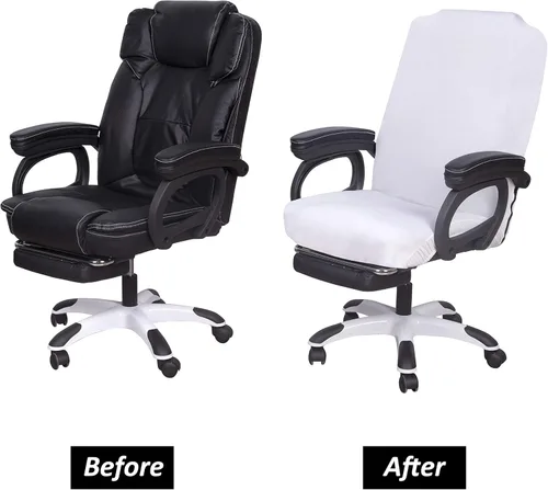Miniatura 4 de SARAFLORA - Fundas elásticas y lavables para sillas de computadora en oficina, para silla giratoria universal, tamaño grande, color blanco