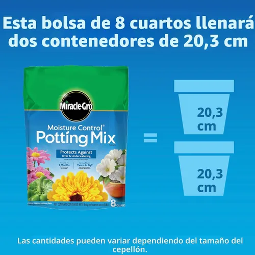 Miniatura 7 de Miracle-Gro Mezcla para macetas con control de humedad, para plantas en contenedor, protege contra el riego excesivo y insuficiente, 8 cuartos