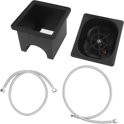 Miniatura 10 de Jarra Enjuagadora con manguera Barra de acero inoxidable 304 Arandela de vidrio Negro Taza de enjuague de baño de vidrio Rinserg Herramienta