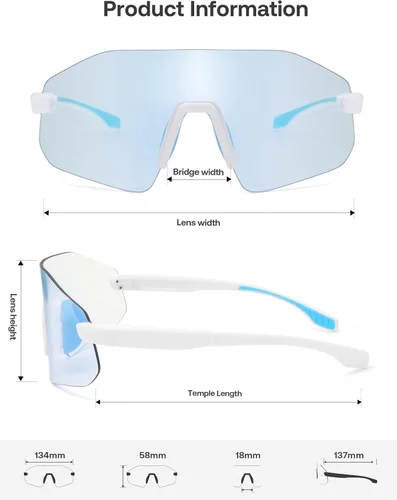 Miniatura 5 de SOJOS Gafas de sol para correr para mujeres y hombres, ligeras TR90 sin marco UV400 gafas deportivas envolventes, SJ2352 Blanco