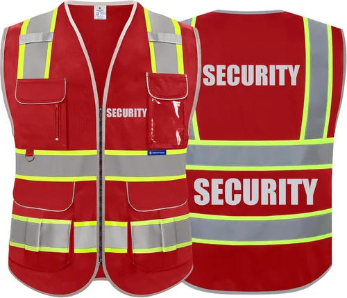 Miniatura 21 de BeautyWill Chalecos de seguridad de alta visibilidad clase 2 con certificación ANSI Chaleco de trabajo de seguridad con cremallera frontal