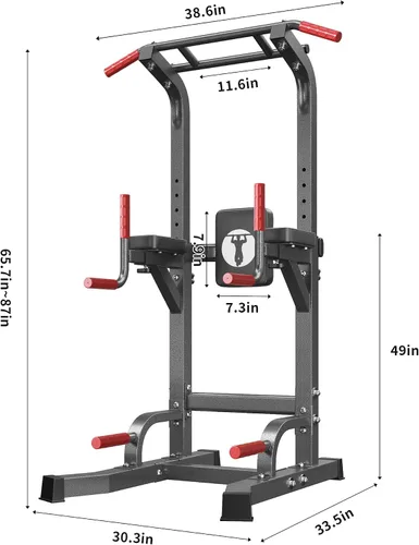 Miniatura 5 de SogesHome Power Tower Pull Up Bar Dip Stand, 10 Adjustable Height Free Standing Assistive Trainer Dip Station, Multi-Function Strength Training
