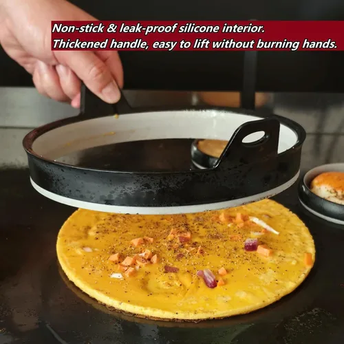 Miniatura 3 de Kit de anillos de silicona antiadherente para huevos y tortillas, anillos de huevo de 4 pulgadas y anillo de tortilla de 8 pulgadas, anillos
