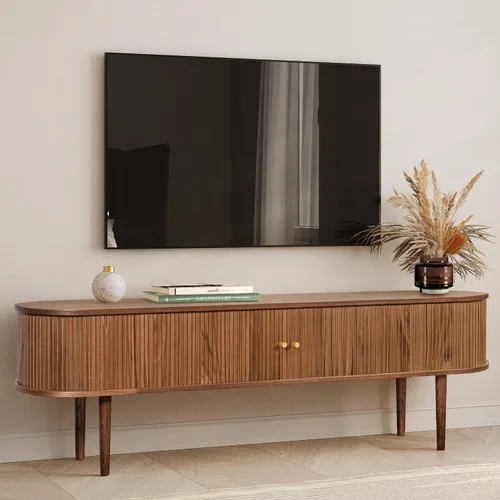 Miniatura 13 de WERMO Soporte de TV negro de 55 pulgadas con almacenamiento y estantes para televisores de 32 a 60 pulgadas. Centro de entretenimiento negro