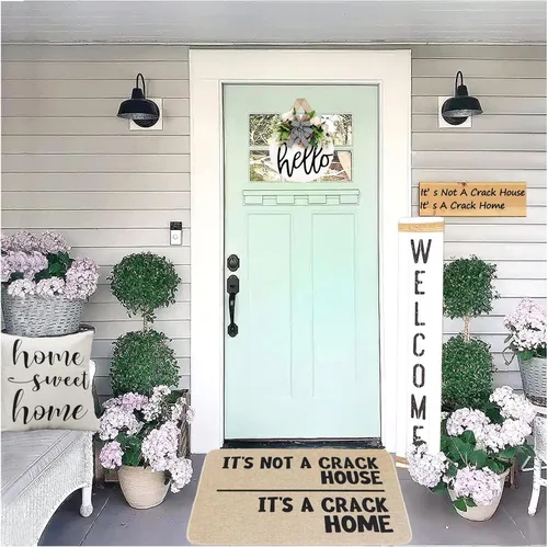 Miniatura 2 de Tapete de bienvenida de granja para puerta delantera, con texto en inglés "It's Not A Crack House", divertido tapete de entrada de goma