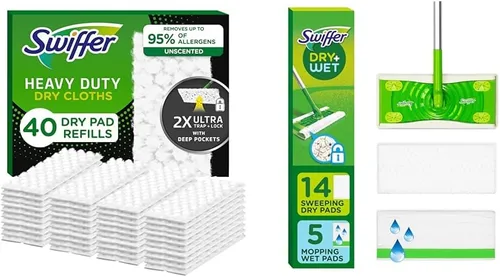 Swiffer Sweeper Kit de inicio de limpieza diaria: limpiador de pisos multisuperficie seco y húmedo 2 en 1, incluye 1 trapeador + 66 paños secos + 5
