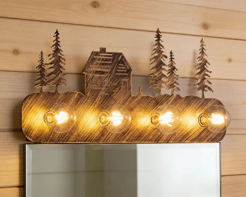 Miniatura 10 de TOCHIC Lámparas rústicas de baño, 4 luces de casa de campo sobre espejo regulable, apliques vintage occidentales para armarios de espejo, tocador