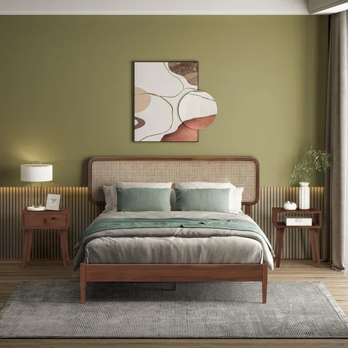 Miniatura 19 de NTC Lupin - Base de cama de madera con cabecero, base de madera de roble macizo y goma con listones silenciosos y soportes centrales de madera