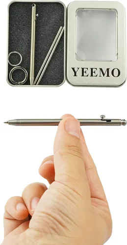Mini bolígrafo, bolígrafo EDC de titanio no tóxico con llavero, bolígrafo pequeño compacto y elegante (solo 3.228 in de longitud y viene con 2