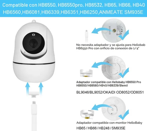 Miniatura 2 de Soporte para monitor de bebé compatible con HelloBaby HB6550/HB65/HB66/HB248, ANMEATE SM935E cámara de monitor de bebé de 15.7 pulgadas con clip