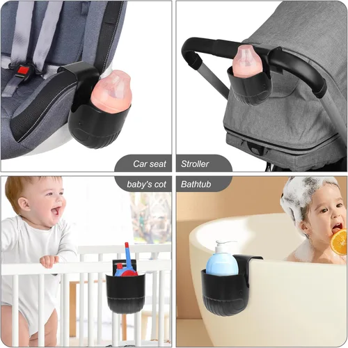 Miniatura 5 de Portavasos universal para asientos de coche, cochecitos de bebé, sillas de ruedas y más - Negro (1)
