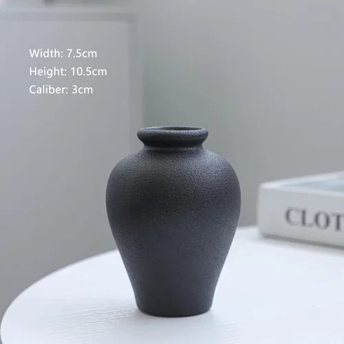 Miniatura 3 de Juego de 5 jarrones de cerámica negra, pequeños jarrones para flores, mini jarrones decorativos para bodas rústicas y decoración del hogar, centros
