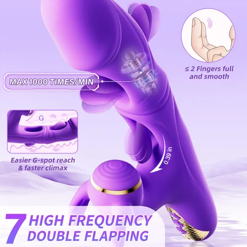 Miniatura 10 de Juguetes sexuales vibradores para mujeres - Vibrador conejo 4EN1 con 10 aleteos, 10 vibraciones y 7 golpeteos, vibradores de punto G, consoladores