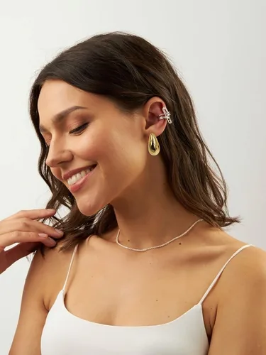 Miniatura 69 de Aretes de aro gruesos de oro para mujer, chapados en oro de 14 quilates, aretes de aro triple, hipoalergénicos, a la moda, aretes de aro gruesos