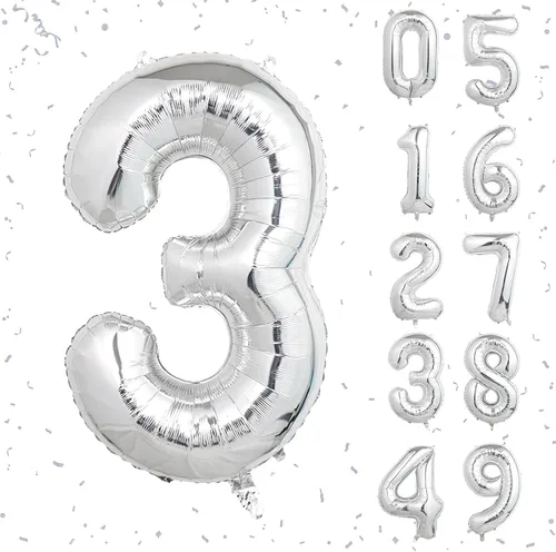 Miniatura 53 de Globos de números azul claro de 40 pulgadas, globos de aluminio de Mylar con helio para cumpleaños, globo número 6 para decoración de fiestas
