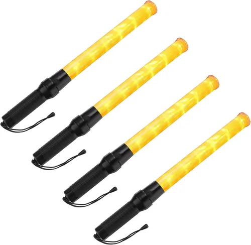 Miniatura 7 de PATIKIL Varitas de tráfico de 21 pulgadas, 4 unidades de 2 modos intermitentes LED, luz de advertencia LED, controlador de señal policial, lámpara