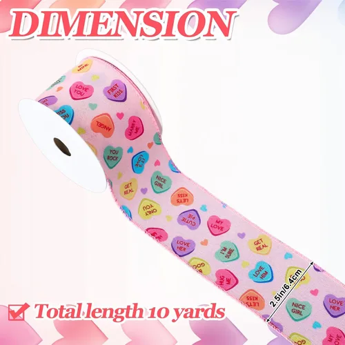 Miniatura 2 de JarThenaAMCS Cinta con Borde de Alambre para el Día de San Valentín Cinta de Corazón de Conversación Cinta con Alambre de Corazón de Dulce Cinta