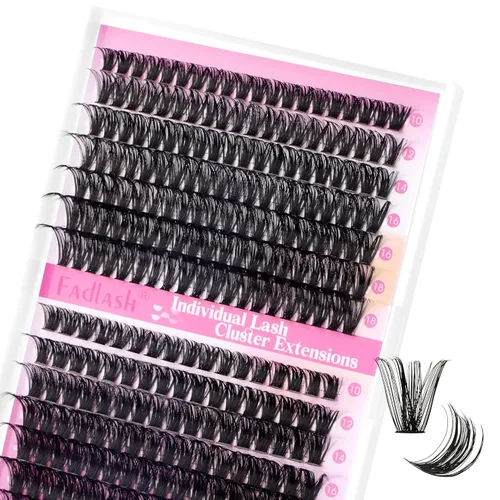Miniatura 22 de Racimos de pestañas 10-16mm 144 piezas Bandeja mixta Pestañas individuales Rizo D Pestañas individuales en racimo Extensiones de pestañas