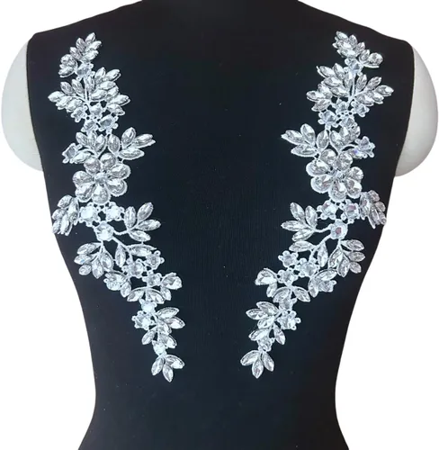 Disfraces de encaje con apliques de cuentas Parches de diamantes de imitación de vidrio blanco Cristales Diseñador DIY Prendas de costura Escenario