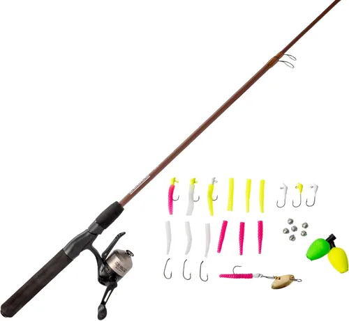 Zebco 33 Micro Trigger Spincast carrete y caña de pescar, 6 pies 6 pulgadas, 2 piezas telescópica de 2 piezas, carrete tamaño 10, aparejos