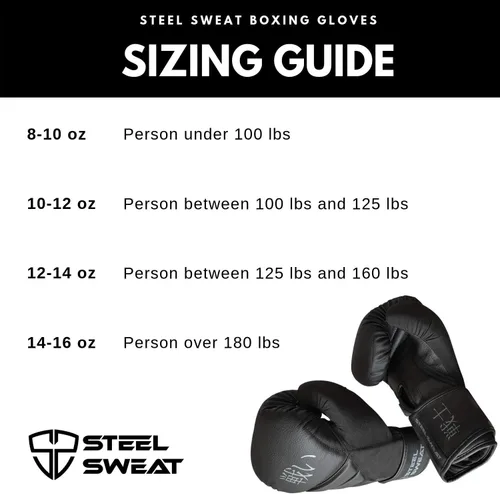 Miniatura 2 de Steel Sweat Guantes de boxeo – Guantes de entrenamiento para boxeo, sparring, kickboxing y Muay Thai – Hombres y mujeres – Senshi Black 10 oz