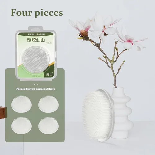 Miniatura 5 de Calsoling 4 piezas de rana de flores transparente, soporte redondo para arreglos florales, rana con 3 ventosas de arte japonés Ikebana