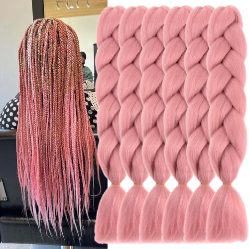 Miniatura 24 de Beige (613) Cabello trenzado 6 paquetes de extensiones de cabello sintético de 24 pulgadas, extensiones de cabello trenzado Jumbo Ombre trenzado