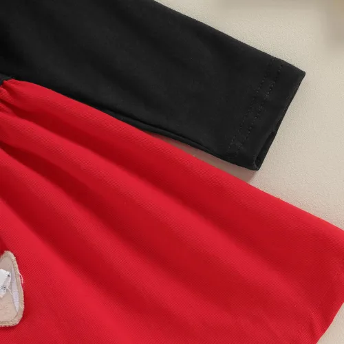 Miniatura 6 de Trajes de Navidad para niñas pequeñas, vestido de manga larga, falda vintage de encaje de una pieza, vestido de fiesta de terciopelo rojo, vestido