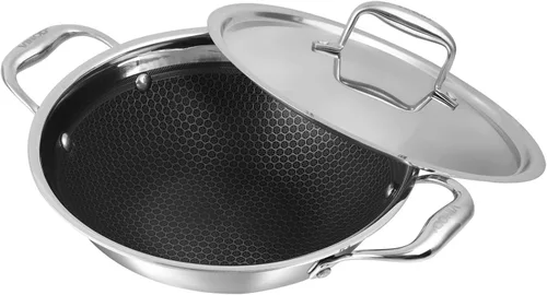 Miniatura 8 de Vinod Kadhai de acero inoxidable con tapa de vidrio – Apto para inducción (7.1 in/7 pulgadas) – 1.5 litros (1.7 cuartos de galón) – 6 tazas