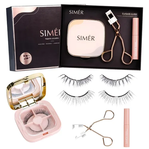 Miniatura 9 de SIMER Pestañas magnéticas duales, suaves de 0.315 a 0.511 pulgadas, pestañas postizas esponjosas, aspecto natural, 4D, extensión de pestañas de ojo