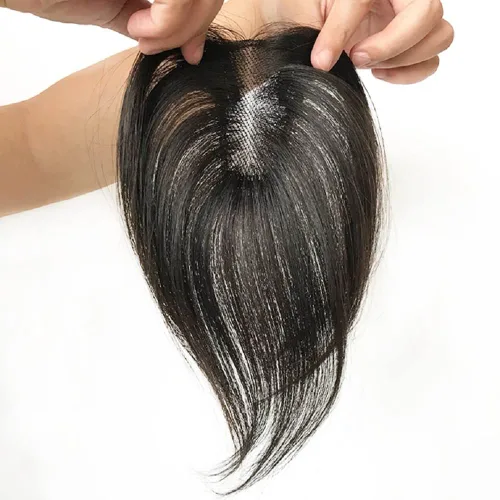 Miniatura 2 de Toppers de cabello humano real de 2.8x3.9 in para mujer, clips finos en encaje suizo para cubrir cabello calvo o blanco, 10 pulgadas