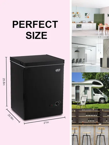 Miniatura 5 de KRIB BLING Termostato ajustable para congelador con cesta de almacenamiento extraíble para casa, cocina, garaje, sótano, 3.5 pies cúbicos