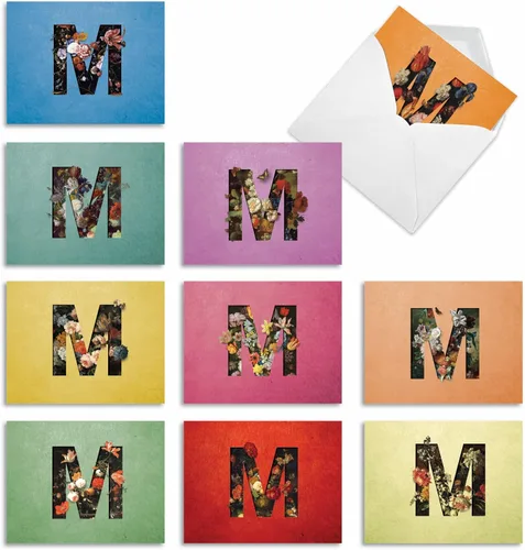 Miniatura 13 de The Best Card Company - 10 cartas iniciales "S" surtidas en blanco, hermosas flores, papeleras personales de 4 x 5.12 pulgadas, paquete variado a