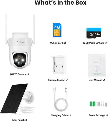 Miniatura 9 de Cámara de seguridad celular 4G LTE inalámbrica para exteriores, no necesita WiFi, visión nocturna a color 2K, panorámica/inclinación de 360°
