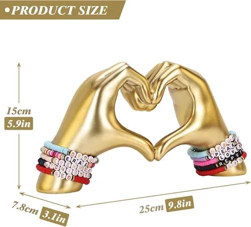 Miniatura 2 de DOVDOV Escultura de Mano en Forma de Corazón, Decoración Dorada para Estante Estética para Estantería de la Habitación, Mesa de Café, Centro de Mesa
