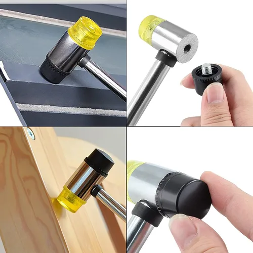 Miniatura 6 de Martillo de mazo de goma suave de doble cabeza de 0.984 in, martillo de goma de nailon, mazo de metal con cabezal de conversión de 2 piezas