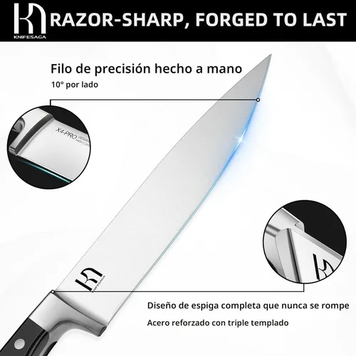 Miniatura 2 de KnifeSaga Juego de cuchillos, juego de 15 piezas de bloque de cuchillos de cocina, juego de cuchillos de chef japoneses de alta carbono de acero