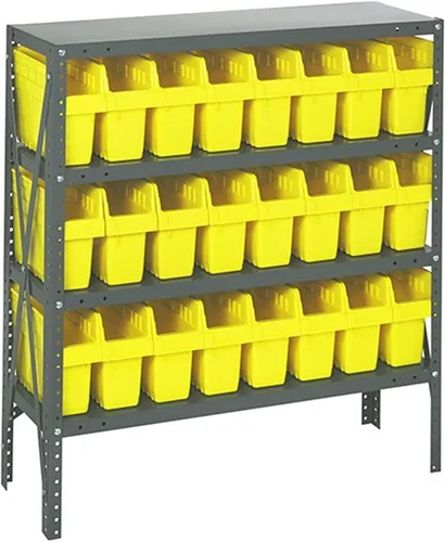 Miniatura 486 de Quantum QSBU-245BK Heavy Duty Shelving Unit with (7) Shelves and (24) QUS245 Black Bins for Garage Warehouse Storage Distribution 400 lb Load