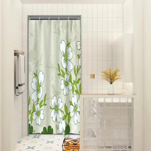 Miniatura 46 de Cortinas de ducha botánicas verdes de 36 x 72 pulgadas, hojas de eucalipto naturales de primavera para minimalismo moderno, decoración de baño, tela