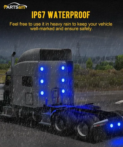 Miniatura 5 de Partsam - Luces traseras redondas de 4 pulgadas con 21-2835 LEDs azules, luces auxiliares de carga de carga con zócalo 1157, junta TPE, lente