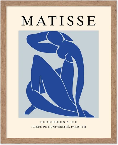 Poster Master Póster Vintage de Henri Matisse - Impresión Minimalista Retro - Regalo para Artista, Fiesta de Inauguración - Cuerpo Femenino, Azul