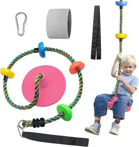 Miniatura 10 de Columpio de árbol para niños, patio trasero, cuerda de un solo disco, asiento de columpio para árbol interior y exterior, juego de accesorios