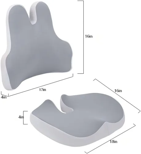 Miniatura 2 de Cojín de asiento de espuma viscoelástica y almohada de apoyo lumbar para silla de oficina, almohadilla ergonómica antideslizante para alivio