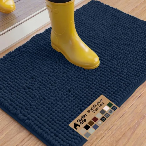 Miniatura 18 de GORILLA GRIP SOAKSTOPPER - Tapete para puerta de perro, 30 x 20 pulgadas, lavable a máquina, absorbente, captura la humedad, barro, suciedad, Negro