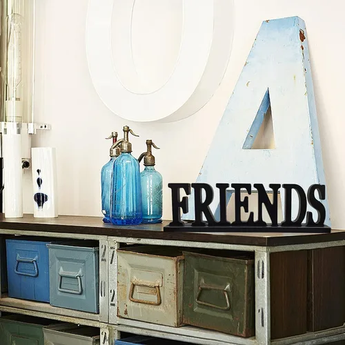 Miniatura 4 de Wooden Friends - Letrero independiente con diseño de palabras rústicas para mesa, chimenea y entrada