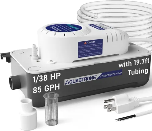 Miniatura 10 de Aquastrong Bomba de condensado HVAC, 115 V/230 V, interruptor de seguridad automático, eliminación de condensado de CA para aire acondicionado, Gris
