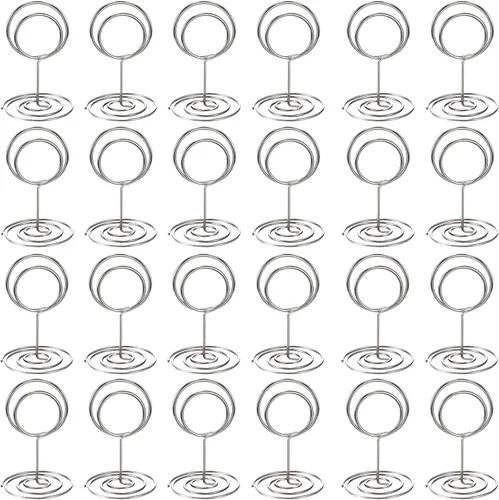 Miniatura 2 de Toncoo 24 portatarjetas de primera calidad y 24 tarjetas de lugar, soporte para tarjetas de mesa pequeño, bonitos soportes para números de mesa