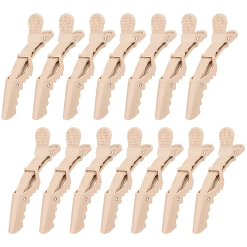 Miniatura 17 de Ondder 14 pinzas de pelo de cocodrilo grandes rojas para seccionar peinado, agarre fuerte profesional para cortar el cabello, 14 pinzas