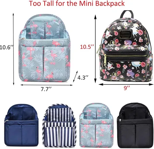 Miniatura 6 de HOYOFO Organizador de mochila pequeña, negro, 7.7 pulgadas de largo x 4.3 pulgadas de ancho x 10.6 pulgadas de alto, nailon impermeable, se adapta a