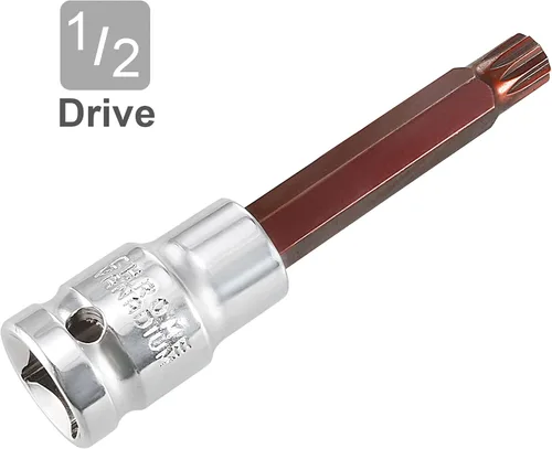 Miniatura 3 de uxcell 1/2" Drive x M10 (0.394 pulgadas) Triple Square Spline Bit Socket, S2 Brocas de acero CR-V Sockets 4" Longitud Uso con llave de trinquete